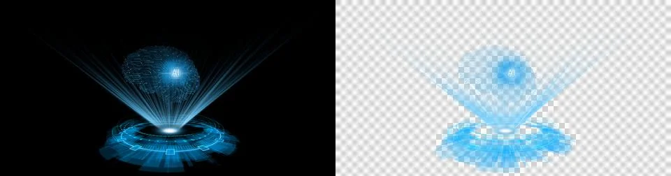  circle blue with spotlight brain AI Stock Illustration