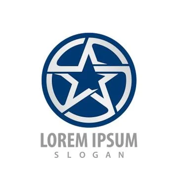 Circle blue star logo concept design. Symbol graphic template element vector Stock Illustration