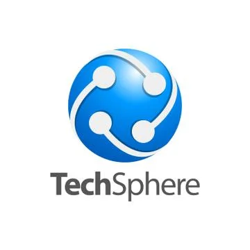 Circle Blue tech sphere logo concept design template Stock Illustration