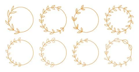 Circle border frame made of wreath leaves. イラスト素材