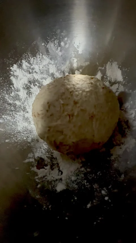 Circle Bread dough after kneading put  in mixed bowl for proofing Stock Footage 340304707