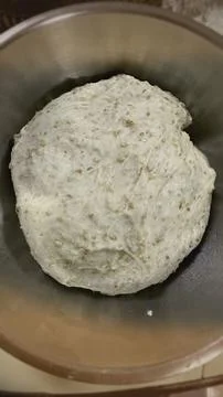 Circle Bread dough after kneading put  in mixed bowl for proofing 库存照片