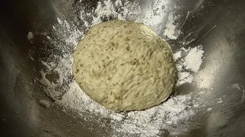 Circle Bread dough after kneading put  in mixed bowl for proofing Stock Photos