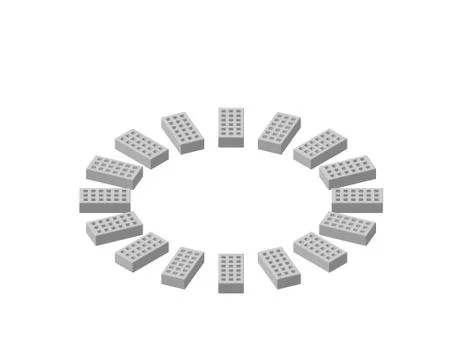 Circle of bricks. Isolated on white background. 3D Vector illustration. Stock Illustration