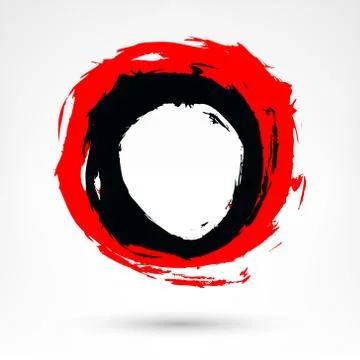 Circle brush stroke. Black and red brushstroke. Illustrazione stock