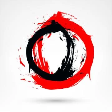Circle brush stroke. Black and red brushstroke. Stock-Illustration