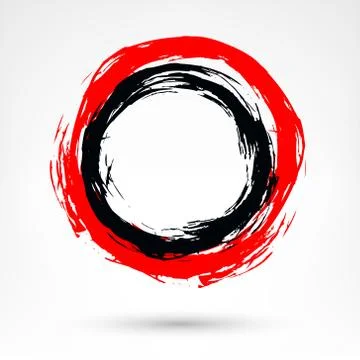 Circle brush stroke. Black and red brushstroke. Illustrazione stock