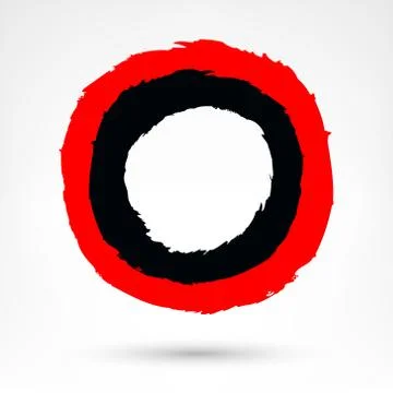 Circle brush stroke. Black and red brushstroke. Illustrazione stock