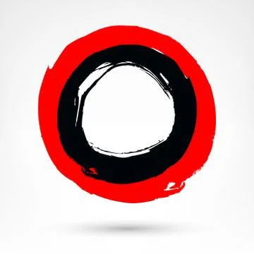 Circle brush stroke. Black and red brushstroke. Illustrazione stock