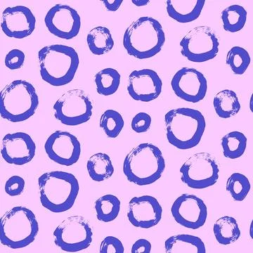 Circle brush stroke seamless pattern. Polka dots endless background. Paint Illustrazione stock