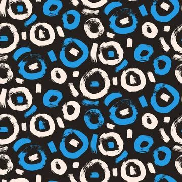 Circle brush stroke seamless pattern. Polka dots endless background. Paint Stock Illustration