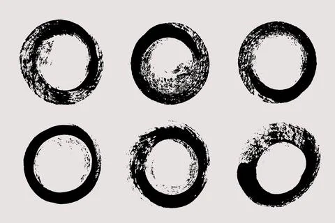 Circle brush strokes vector. Painted rings set Stock Illustration