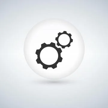 Circle bubble button with two Gears icon, vector illustration Stock Illustration