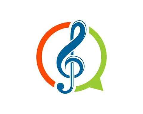 Circle bubble chat with music note inside Stock Illustration
