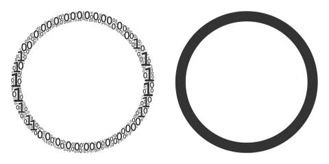 Circle Bubble Collage of Binary Digits Illustrazione stock