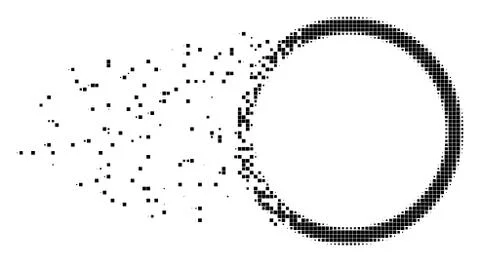 Circle Bubble Shredded Pixel Icon Stock Illustration