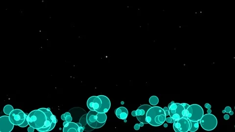 Circle bubles arctic random size with falling white stars on the black screen Stock Footage 275178291