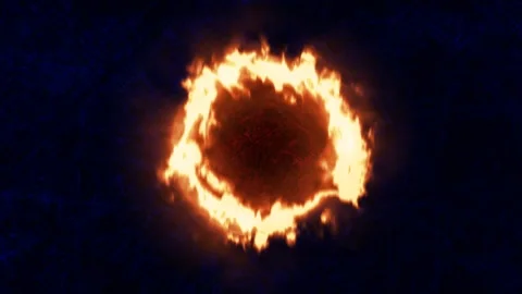 Circle of burning fire green screen background Stock Footage 277444202
