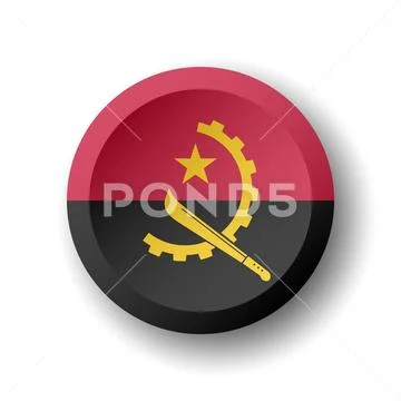 Circle button flag of Angola Stock Illustration
