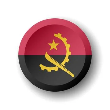 Circle button flag of Angola Stock Illustration