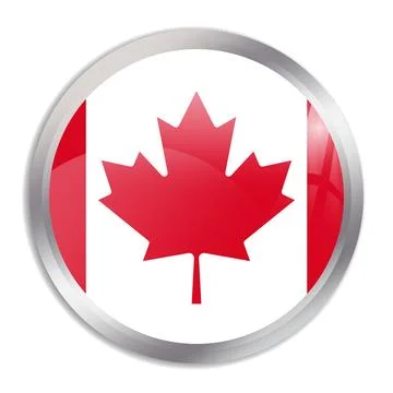 Circle button flag of Canada Stock Illustration