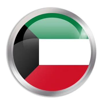 Circle button flag of Kuwait Stock Illustration