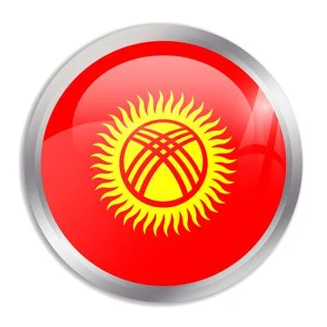 Circle button flag of Kyrgyzstan Stock Illustration