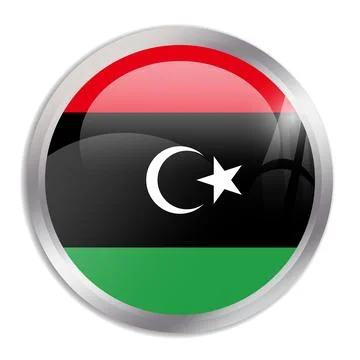 Circle button flag of Libya Stock Illustration