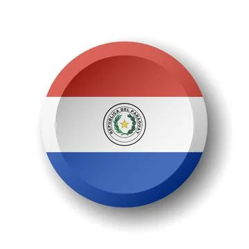 Circle button flag of Paraguay 스톡 일러스트