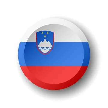 Circle button flag of Slovenia 스톡 일러스트