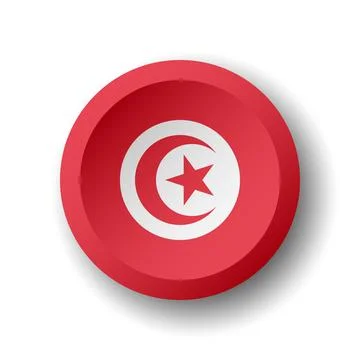 Circle button flag of Tunisia Stock Illustration