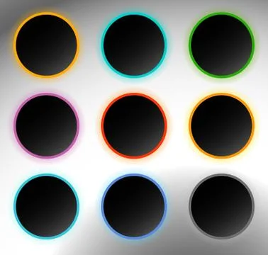 Circle buttons, badges. Button backgrounds with dark blank space. Stock-Illustration