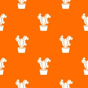 Circle cactus pattern vector orange 스톡 일러스트