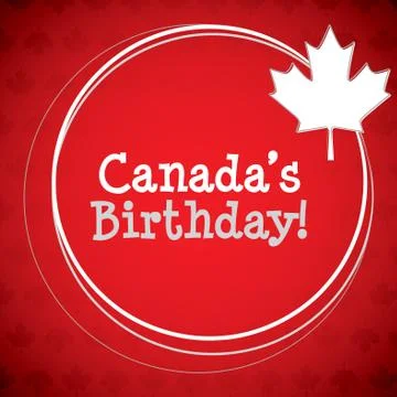 Circle Canada Day maple leaf card in vector format. 스톡 일러스트