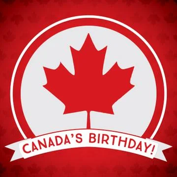 Circle Canada Day maple leaf card in vector format. Stock Illustration