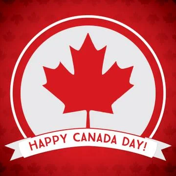 Circle Canada Day maple leaf card in vector format. イラスト素材