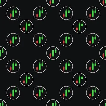 Circle with Candlestick Chart inside vector Analytics colored seamless patter Stock Illustration