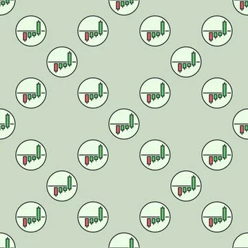 Circle with Candlestick Chart vector colored seamless pattern 스톡 일러스트