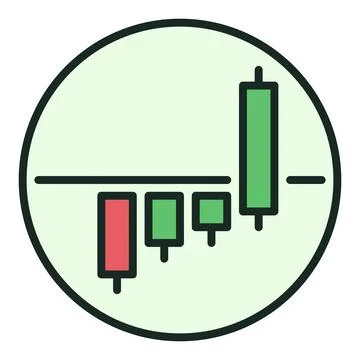 Circle with Candlestick Chart vector colored icon or sign Stock Illustration