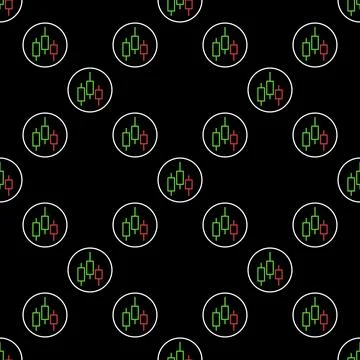 Circle with candlestick pattern vector selling financial derivatives thin l.. Illustrazione stock