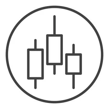Circle with candlestick pattern vector selling financial derivatives thin l.. Illustrazione stock