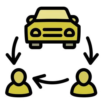 Circle car sharing icon, outline style Stock Illustration
