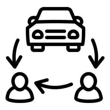 Circle car sharing icon, outline style Stock Illustration