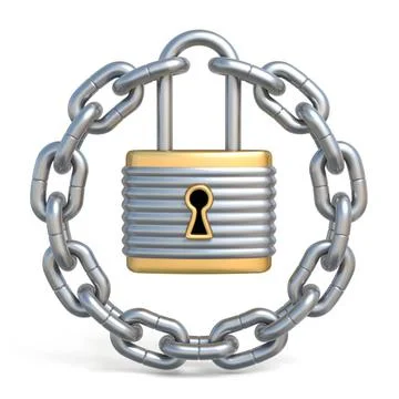 Circle chain with lock 3D Circle chain with lock 3D render illustration is... Foto stock
