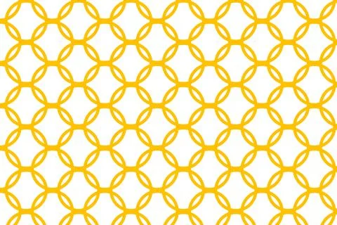 Circle chain pattern on white background . Yellow geometric chain background Illustrazione stock