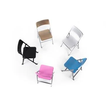 Circle of chairs of different colours Stock Illustration