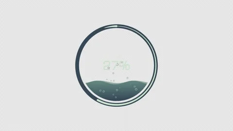 Circle charging indicator 0 to 100 percent with fluid and bubble. Stock Footage 282459520