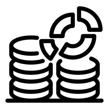 Circle chart dividing stack of coins representing business investment Stock Illustration