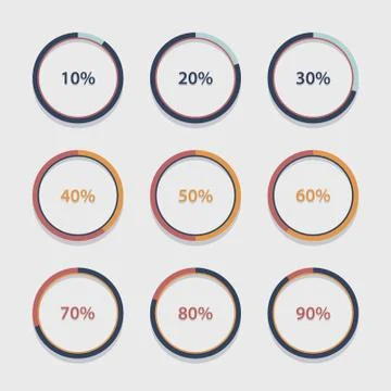 Circle chart, graph, infographic percentage templates collection. Stock Illustration