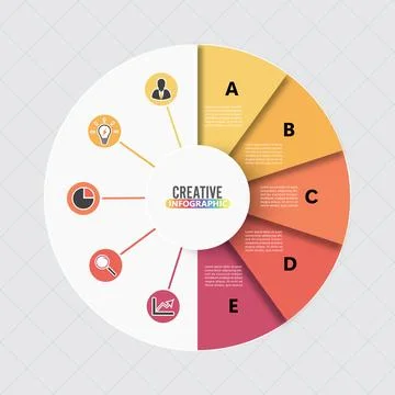 Circle chart infographic template with 10 options for presentations, advert.. Stock Illustration